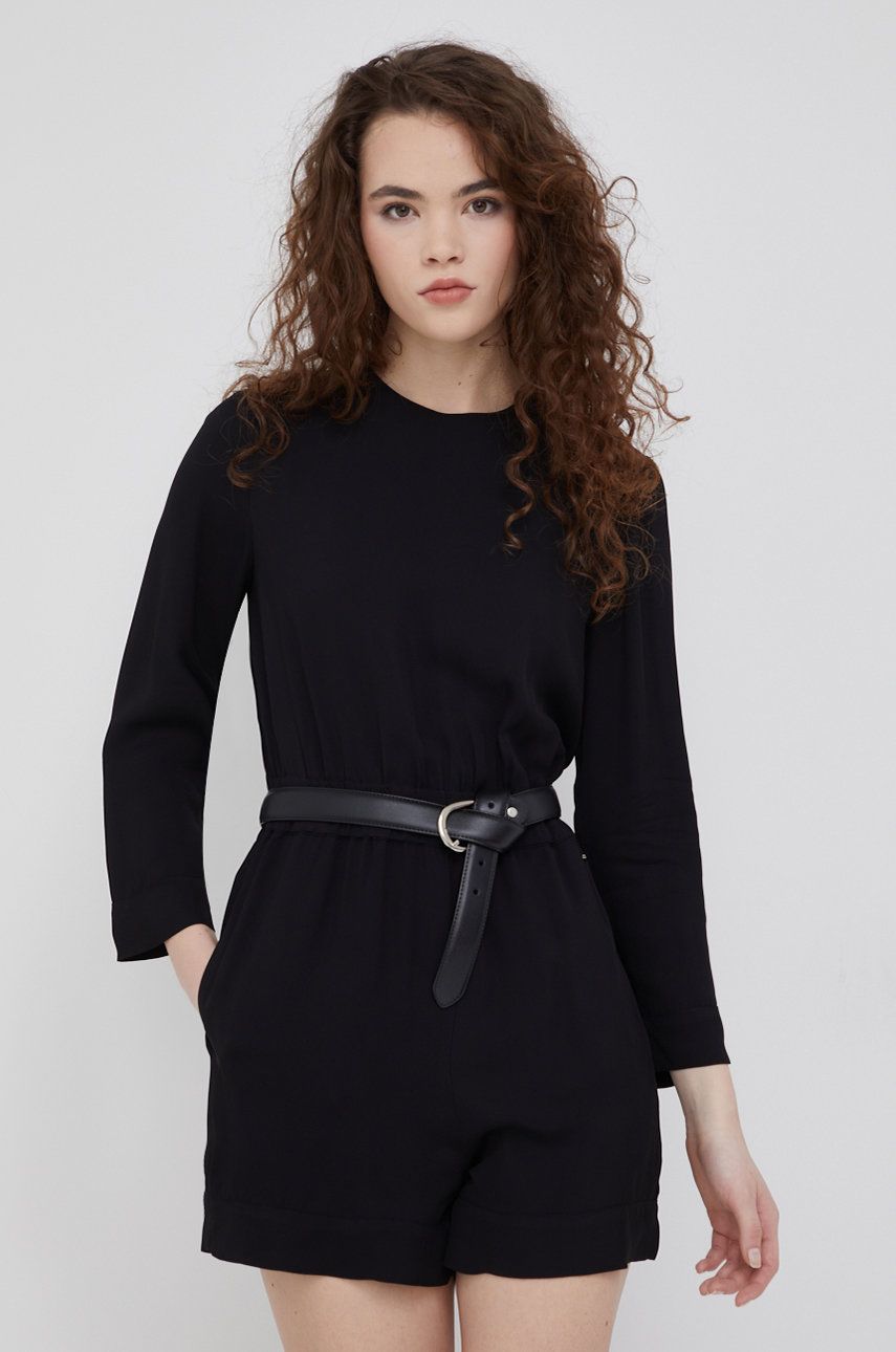 Armani Exchange salopeta culoarea negru, cu decolteu rotund answear.ro imagine 2022 13clothing.ro