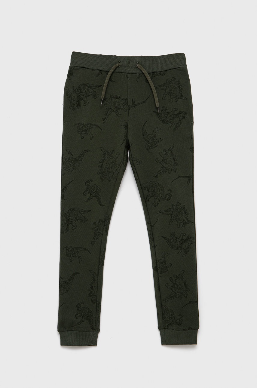 Name it pantaloni de bumbac pentru copii culoarea verde, modelator