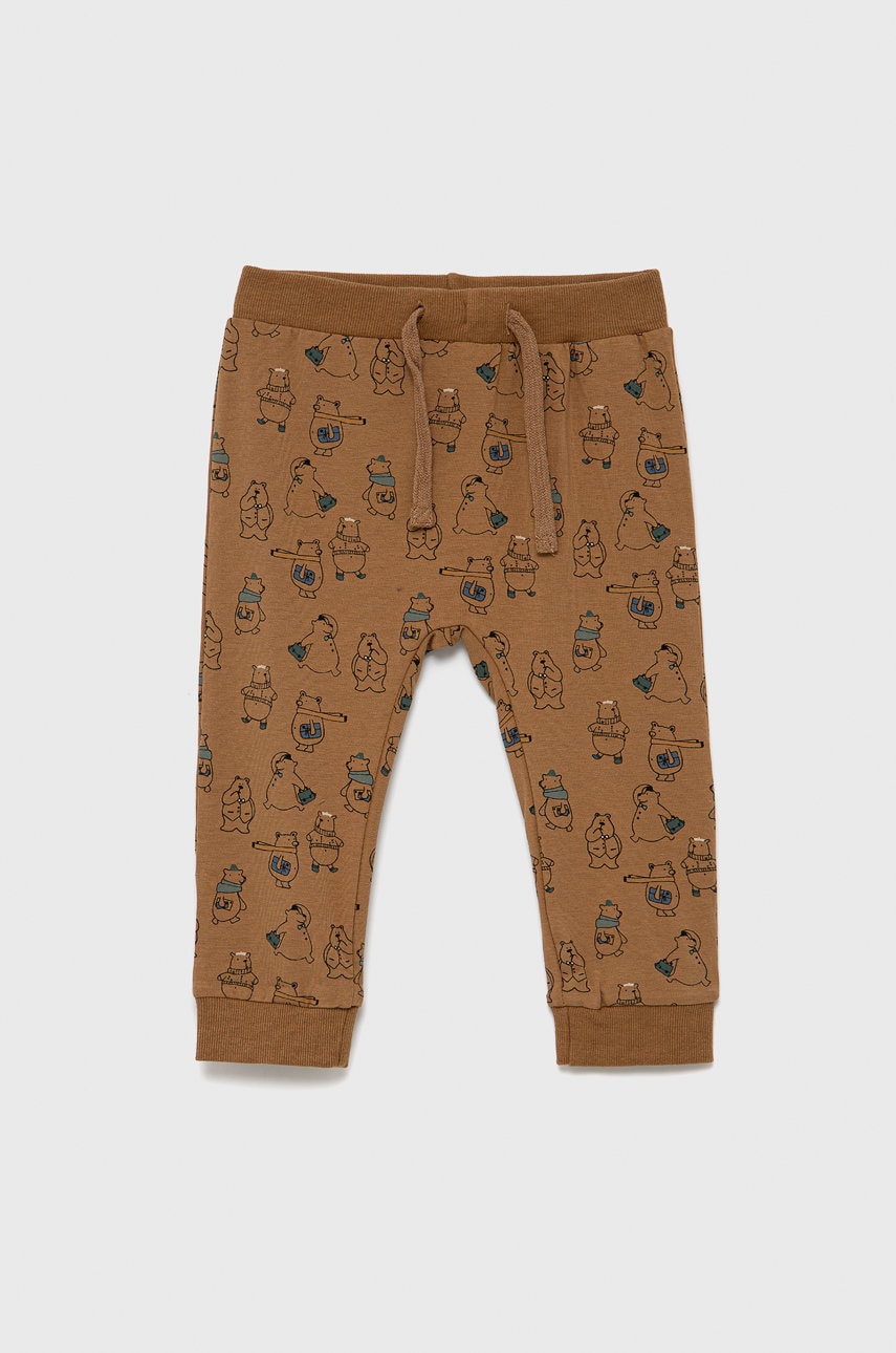 Name It pantaloni copii culoarea maro, modelator