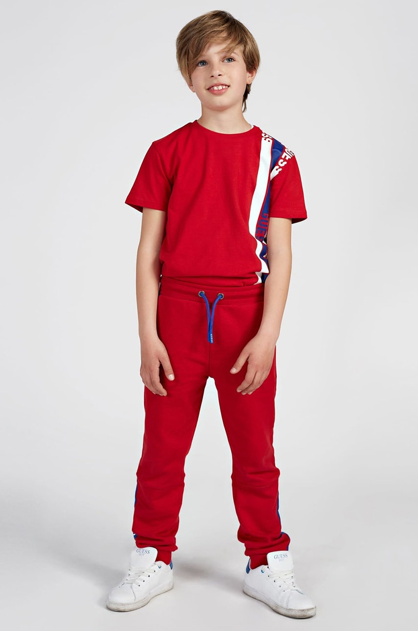 

Guess - Детски памучен панталон, Червен