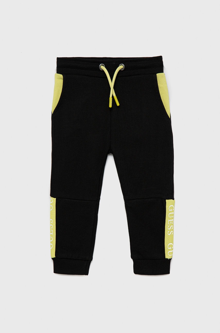 

Guess - Детски памучен панталон, Черен