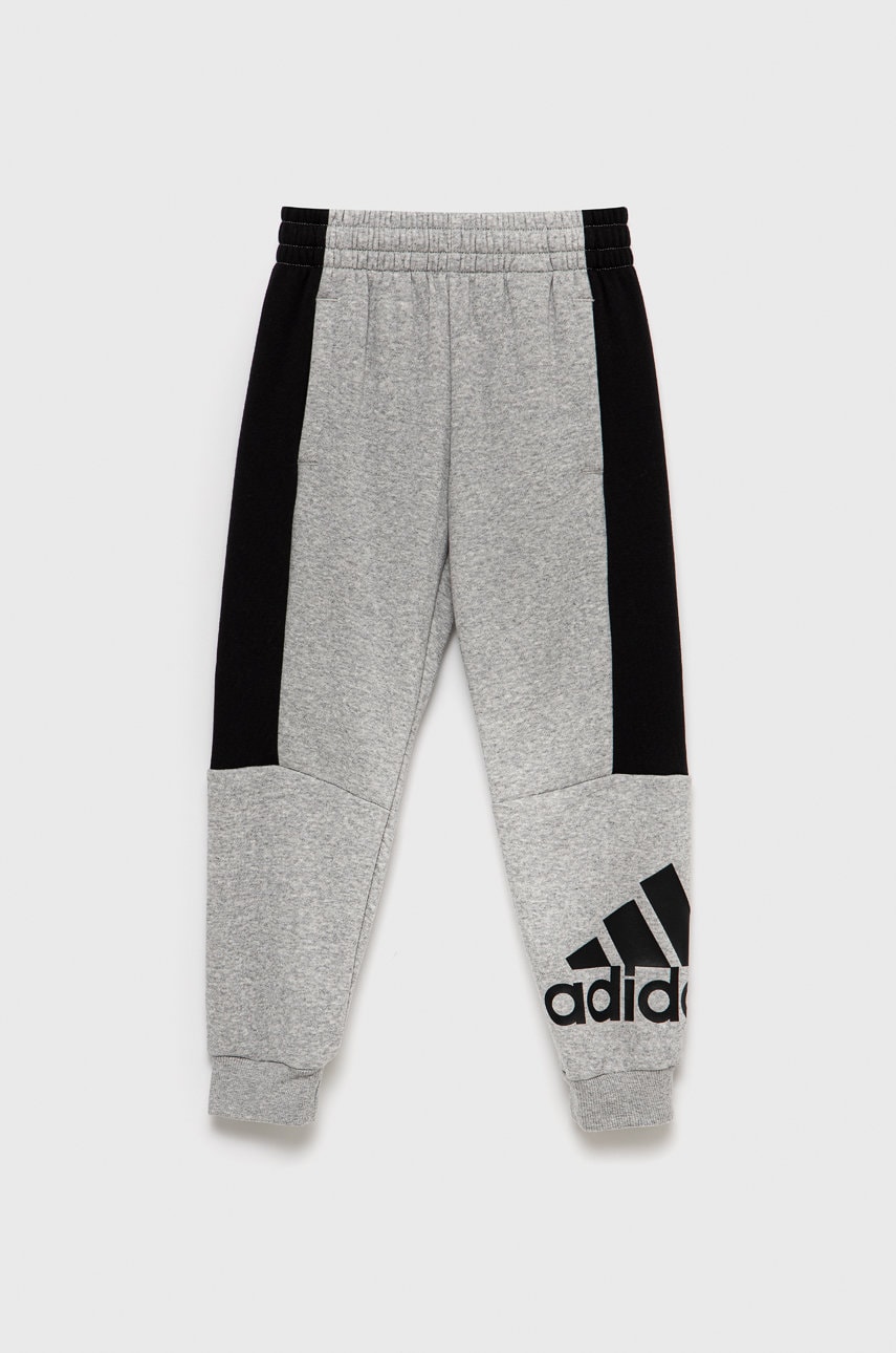 Adidas performance pantaloni copii culoarea gri, cu imprimeu