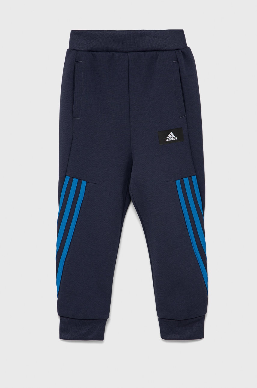 Adidas performance pantaloni copii culoarea albastru marin, neted