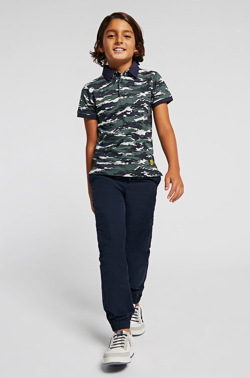 

Детски памучен панталон Mayoral в тъмносиньо с изчистен дизайн, Тъмносин