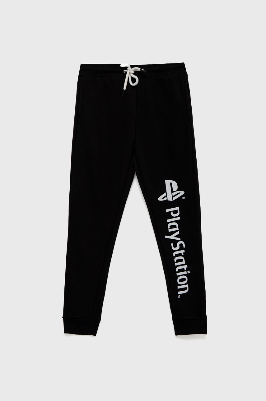 OVS pantaloni de trening pentru copii culoarea negru, cu imprimeu