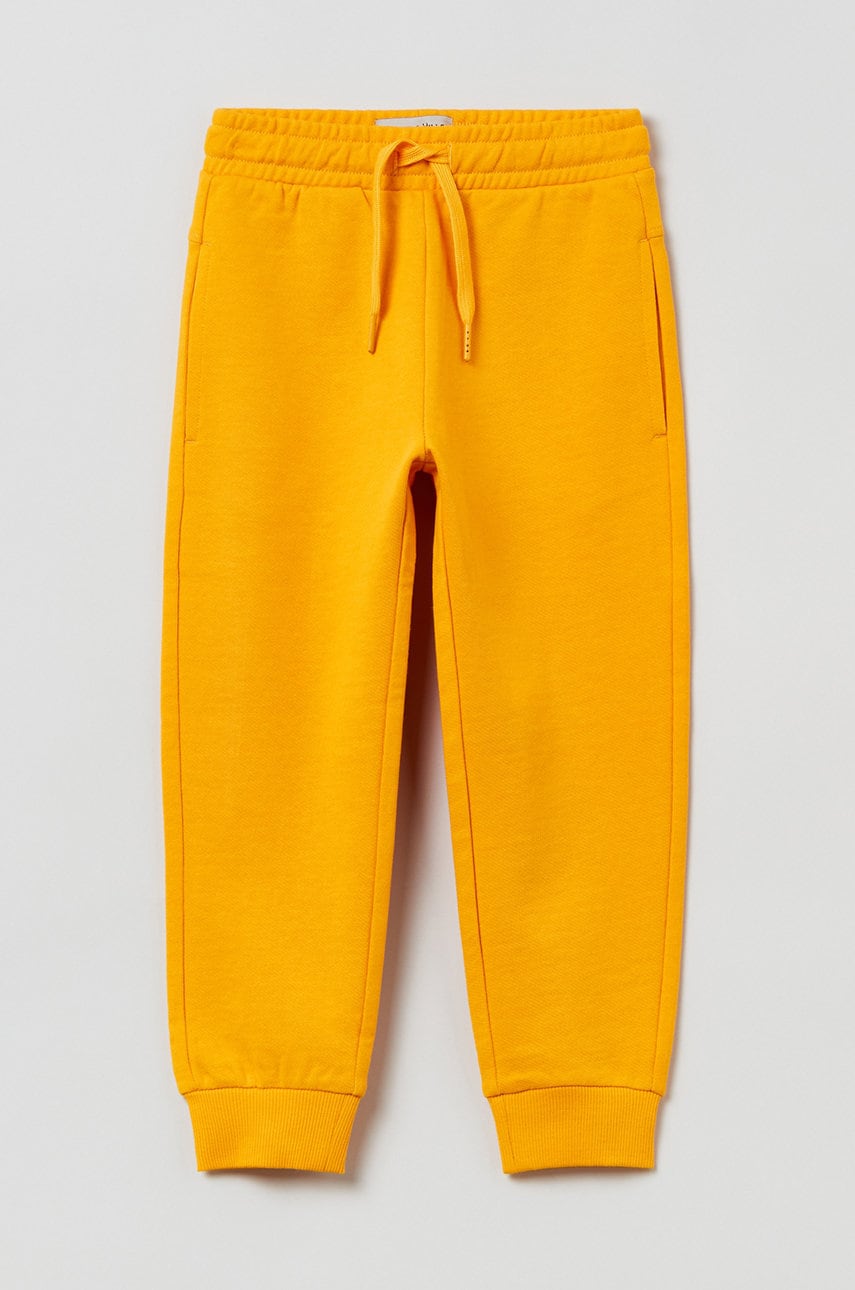 OVS pantaloni de trening pentru copii culoarea portocaliu, neted
