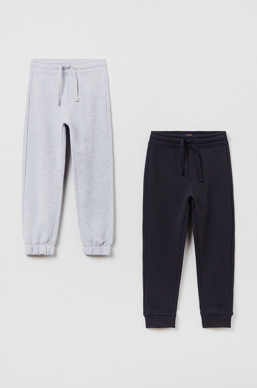

Детски спортен панталон OVS (2 чифта) в сиво с изчистен дизайн, Сив