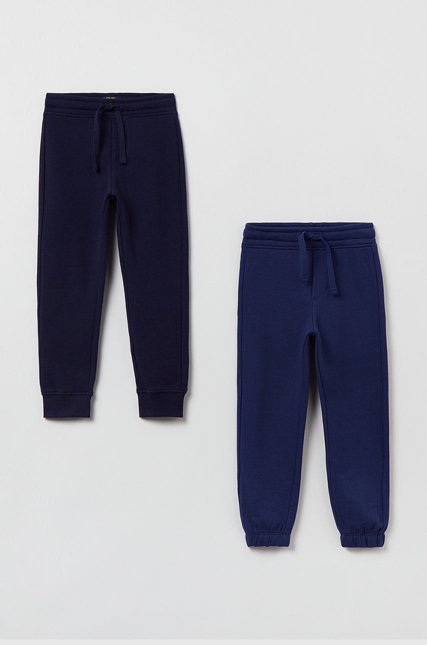 OVS pantaloni (2-pack) culoarea albastru marin, neted