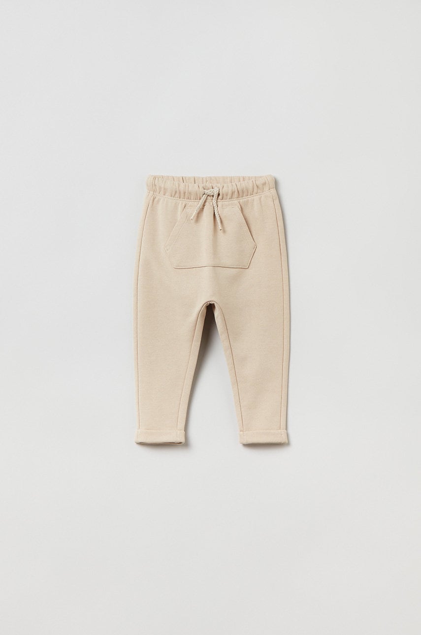 OVS pantaloni de bumbac pentru copii culoarea roz, neted
