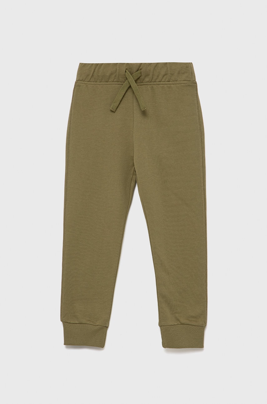 United Colors Of Benetton pantaloni de bumbac pentru copii culoarea verde, cu imprimeu