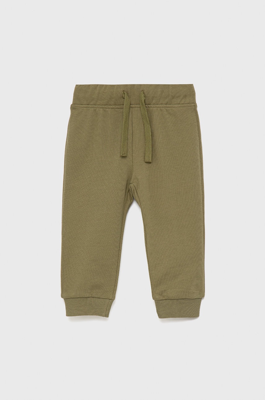 United Colors of Benetton pantaloni de bumbac pentru copii culoarea verde, cu imprimeu