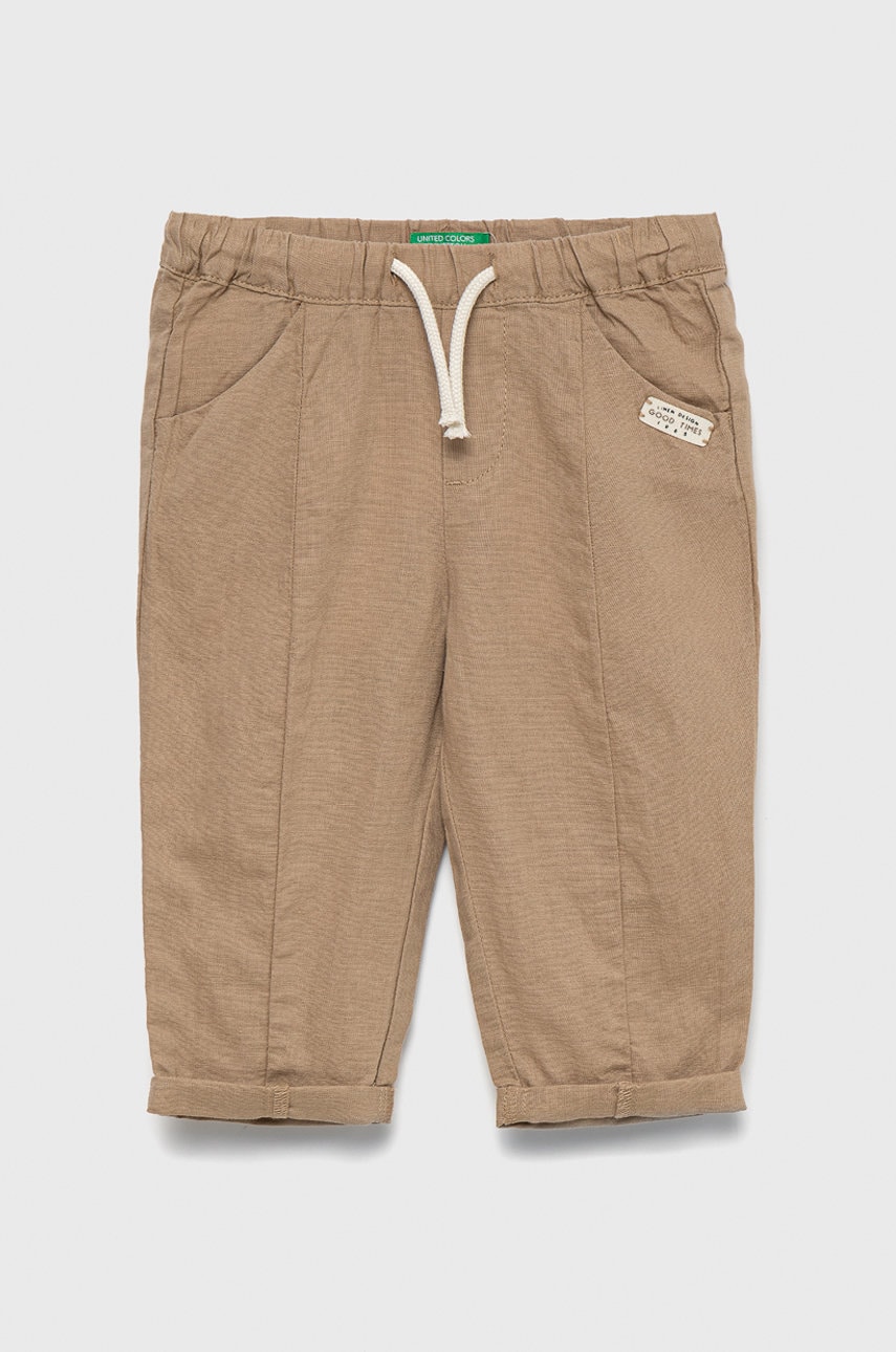 United Colors Of Benetton pantaloni copii culoarea maro, neted