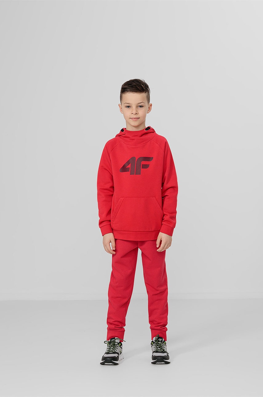 4F pantaloni de trening pentru copii culoarea rosu, neted