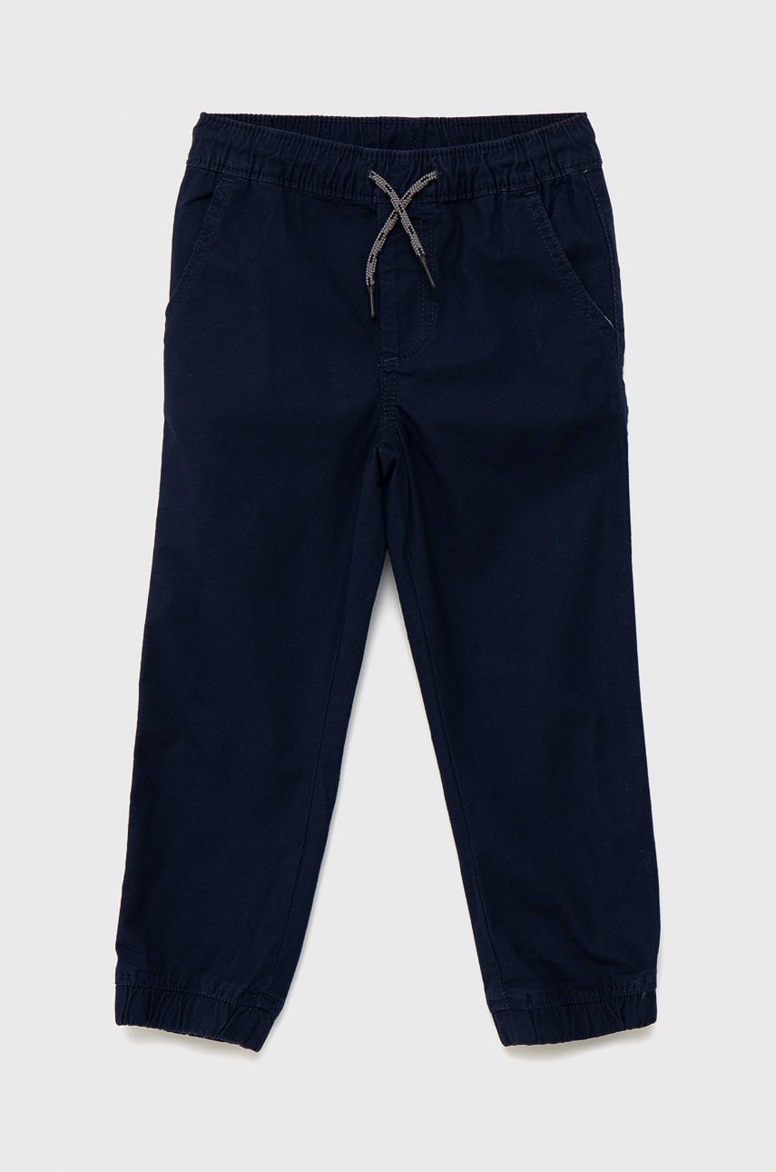 Gap pantaloni copii culoarea albastru marin, neted