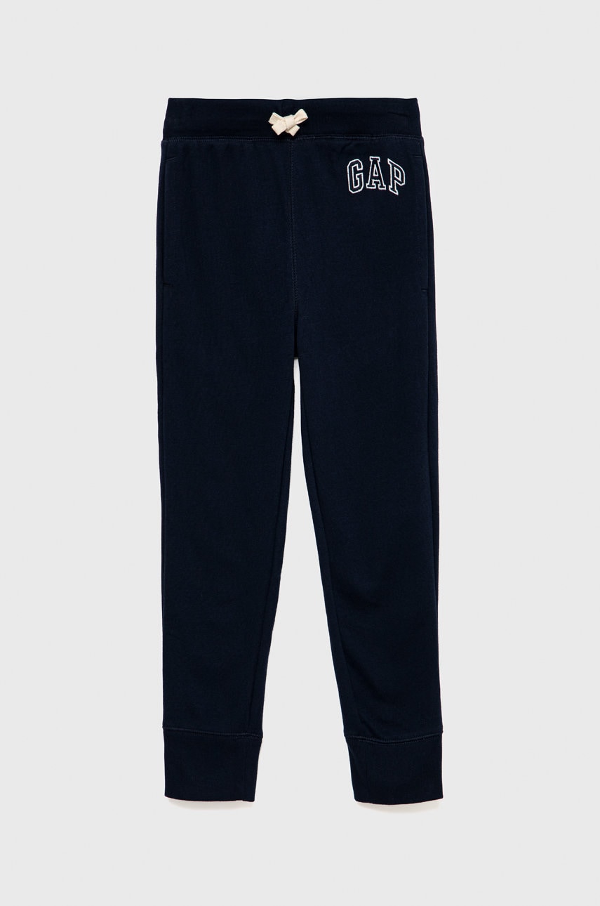 Gap pantaloni de trening pentru copii culoarea albastru marin, melanj