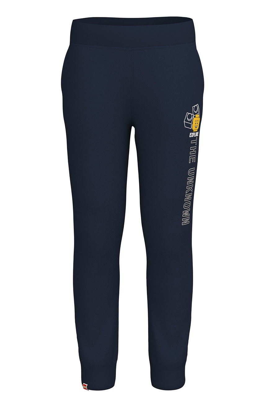 Lego wear pantaloni copii culoarea albastru marin, cu imprimeu