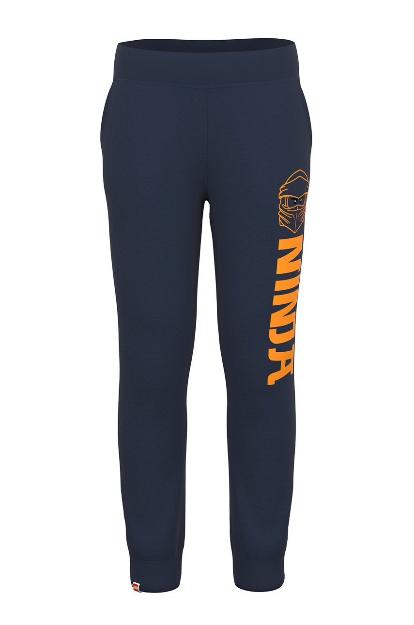 Lego Wear pantaloni copii culoarea albastru marin, neted