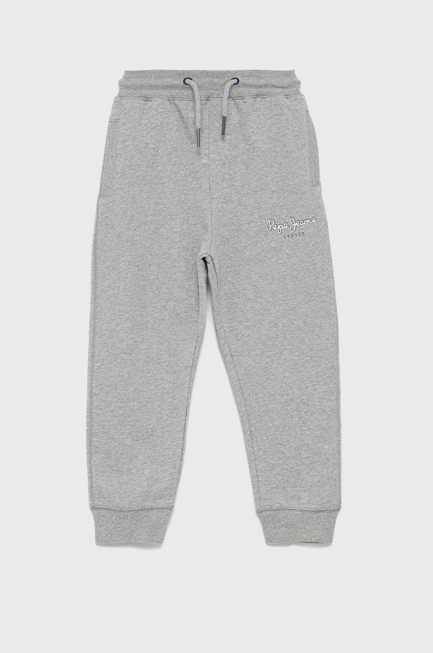 Pepe Jeans pantaloni de trening pentru copii culoarea gri, melanj