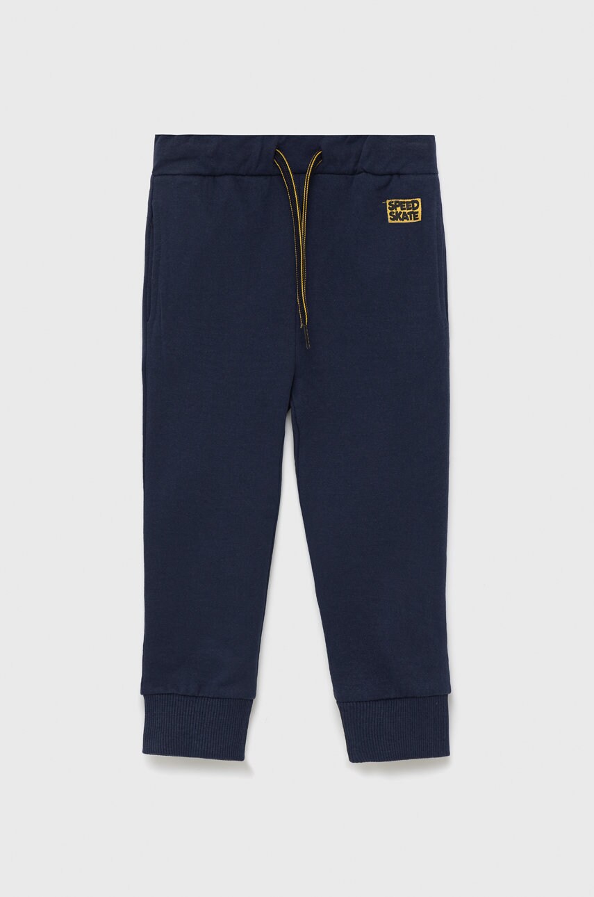 Birba&trybeyond pantaloni de bumbac pentru copii culoarea albastru marin, neted