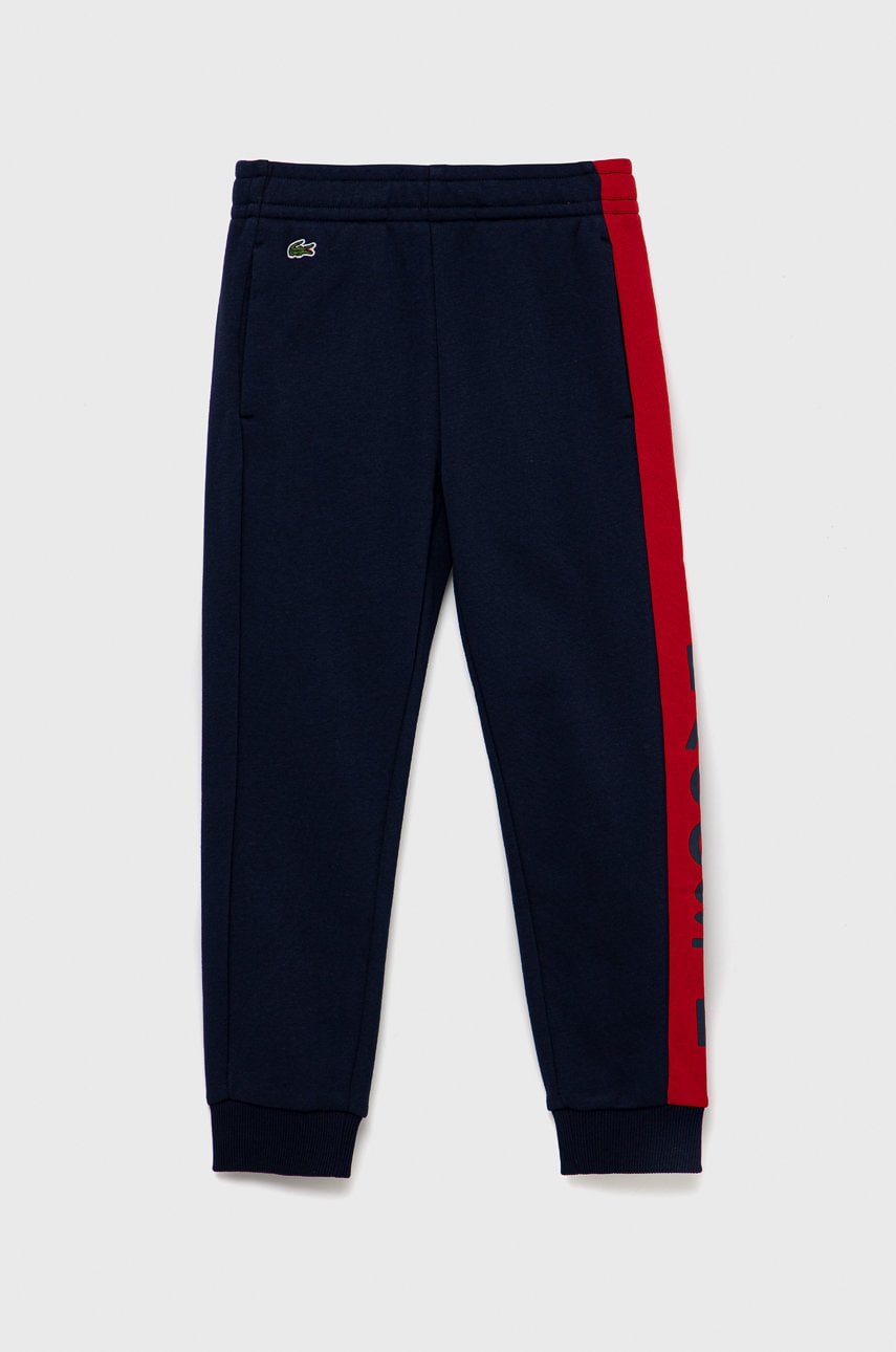 Lacoste pantaloni copii culoarea albastru marin, cu imprimeu
