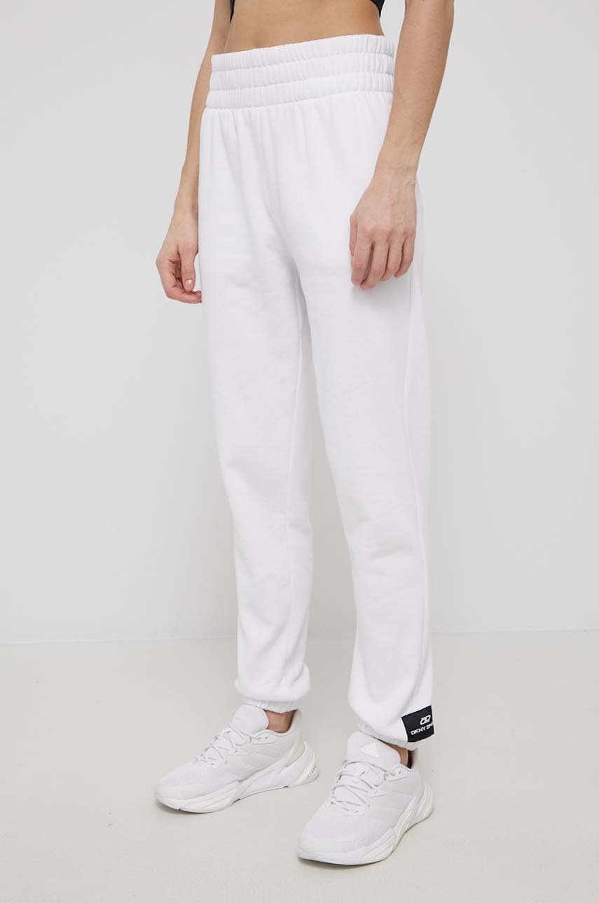 

Штани Dkny жіночі колір білий однотонні
