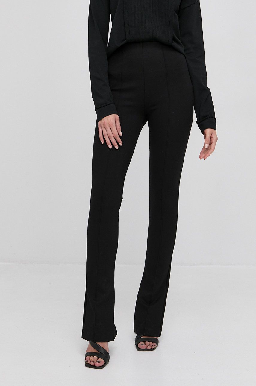 Boss Spodnie 50464268 damskie kolor czarny dopasowane high waist