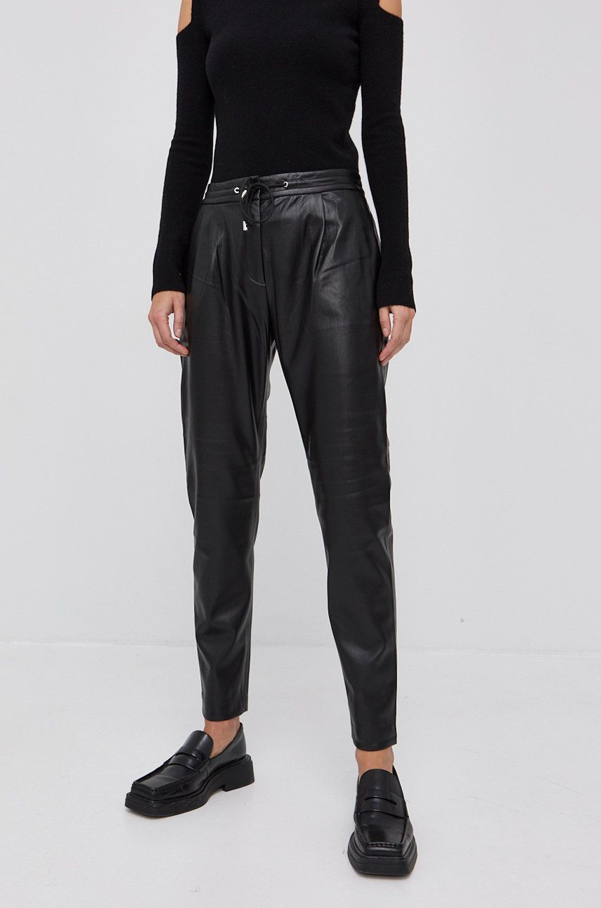 Hugo Pantaloni femei, culoarea negru, model drept, high waist answear.ro imagine 2022 13clothing.ro
