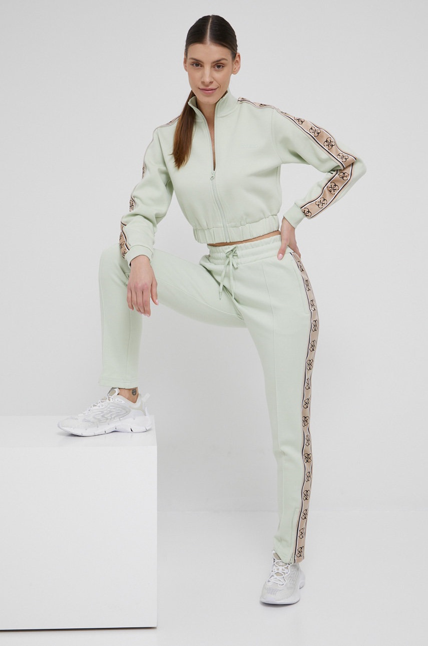 

Панталони Guess дамски в зелено с апликация, Зелен