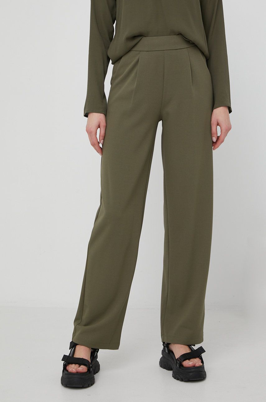 JDY pantaloni femei, culoarea verde, lat, high waist answear.ro imagine 2022 13clothing.ro