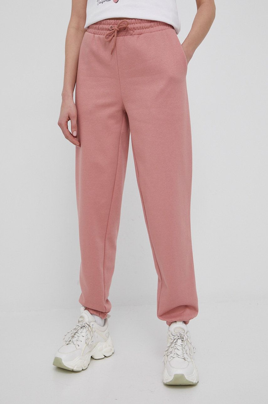 JDY spodnie damskie kolor różowy joggery high waist