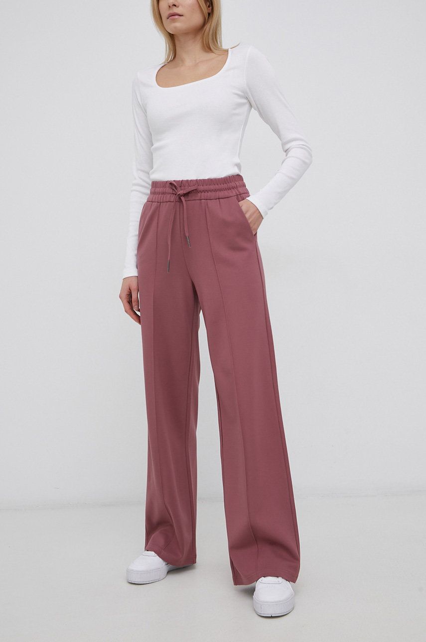 Only pantaloni femei, culoarea roz, drept, high waist