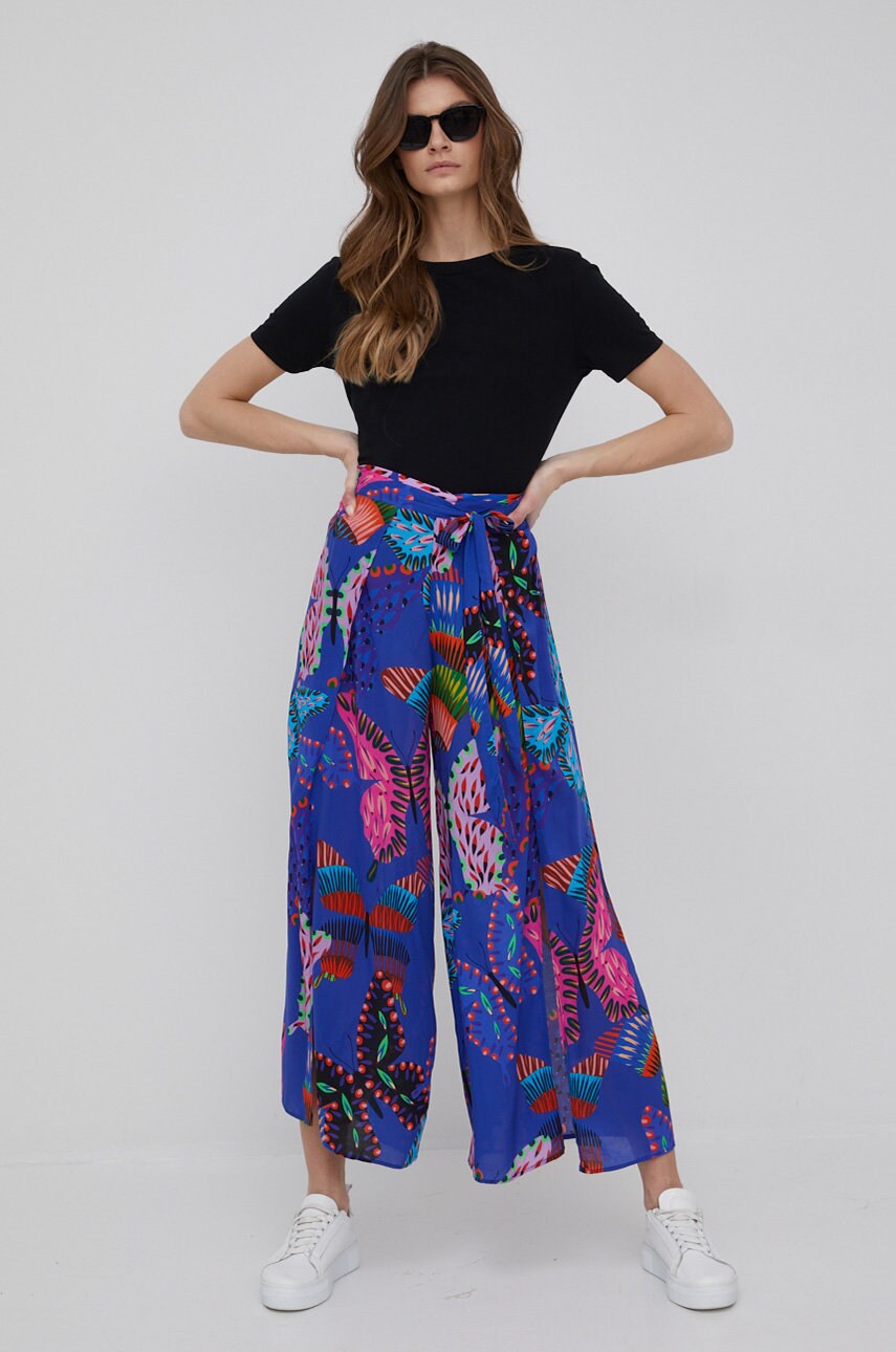Desigual pantaloni femei, drept, high waist