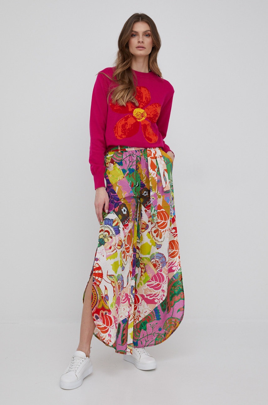 

Хлопковые брюки Desigual женские широкие высокая посадка