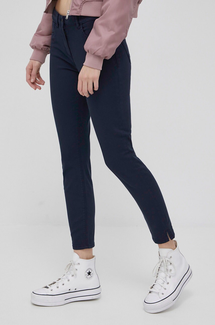 Tom tailor pantaloni femei, culoarea albastru marin, mulata, medium waist