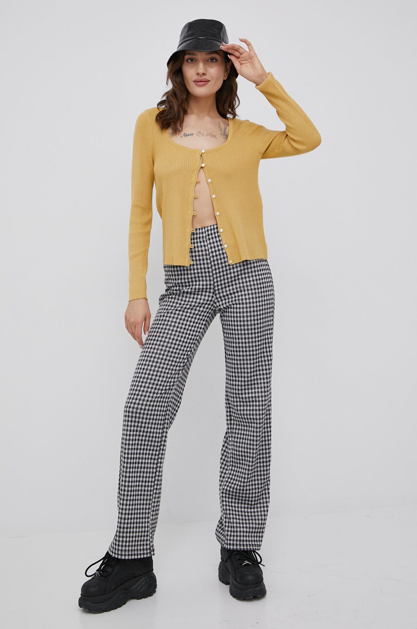 Vero moda pantaloni femei, culoarea negru, drept, high waist