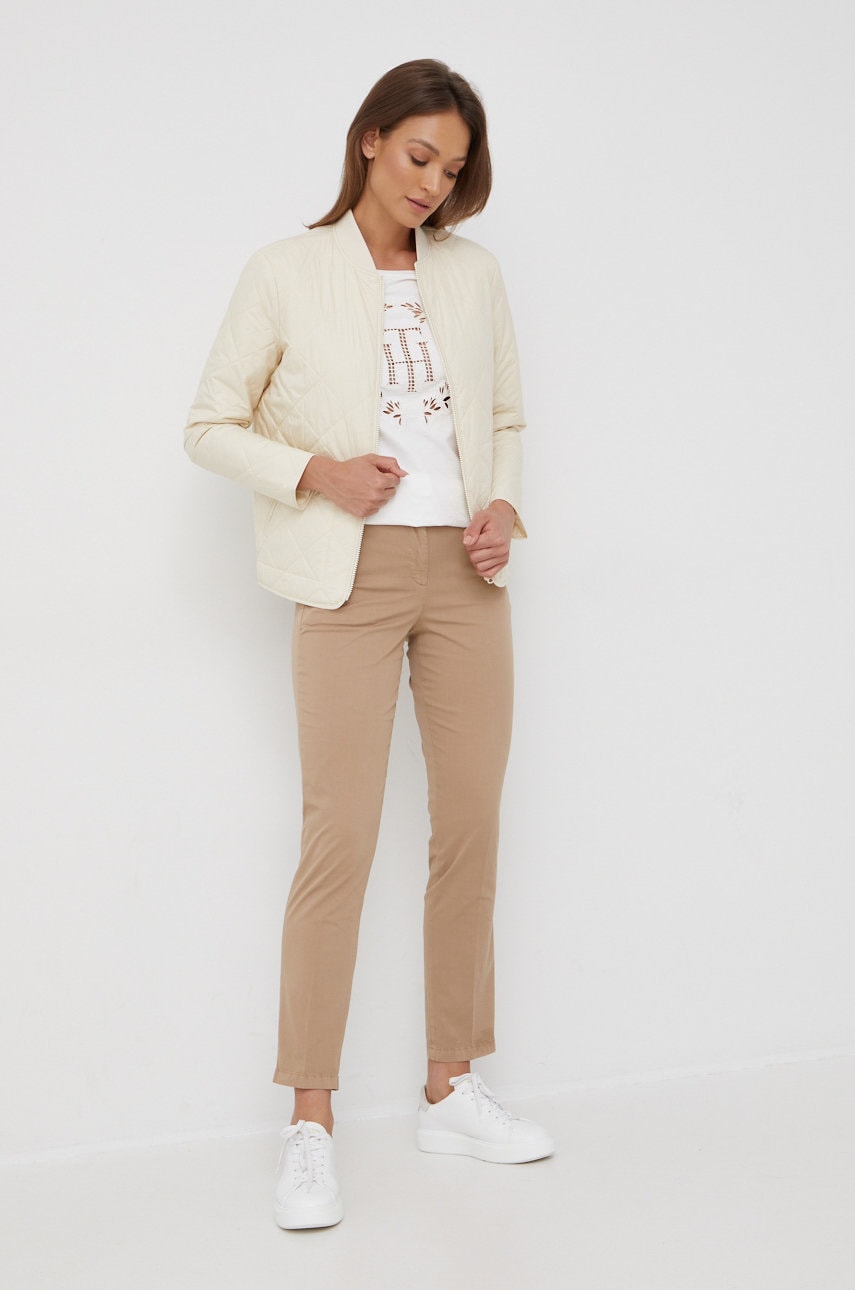 

Брюки Tommy Hilfiger Hailey женские цвет бежевый chinos высокая посадка