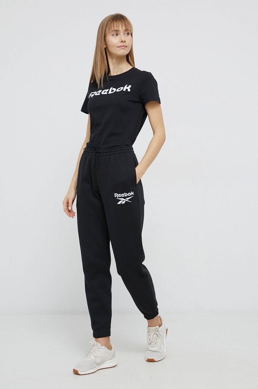 

Брюки Reebok GR9400 женские цвет чёрный с принтом
