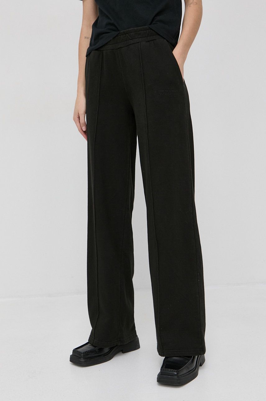 Young Poets Society pantaloni de bumbac femei, culoarea negru, drept, high waist answear.ro imagine noua 2022
