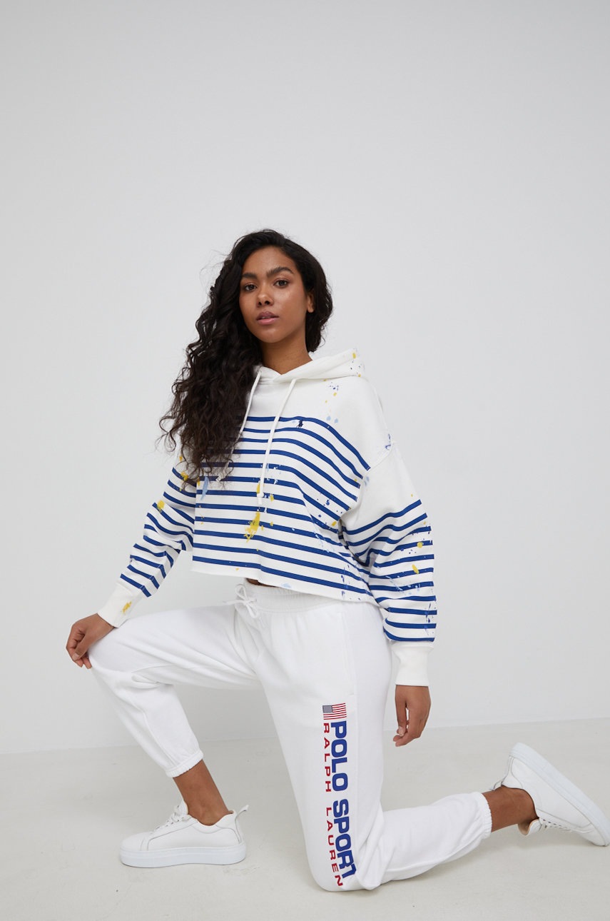 

Штани Polo Ralph Lauren жіночі колір білий з принтом