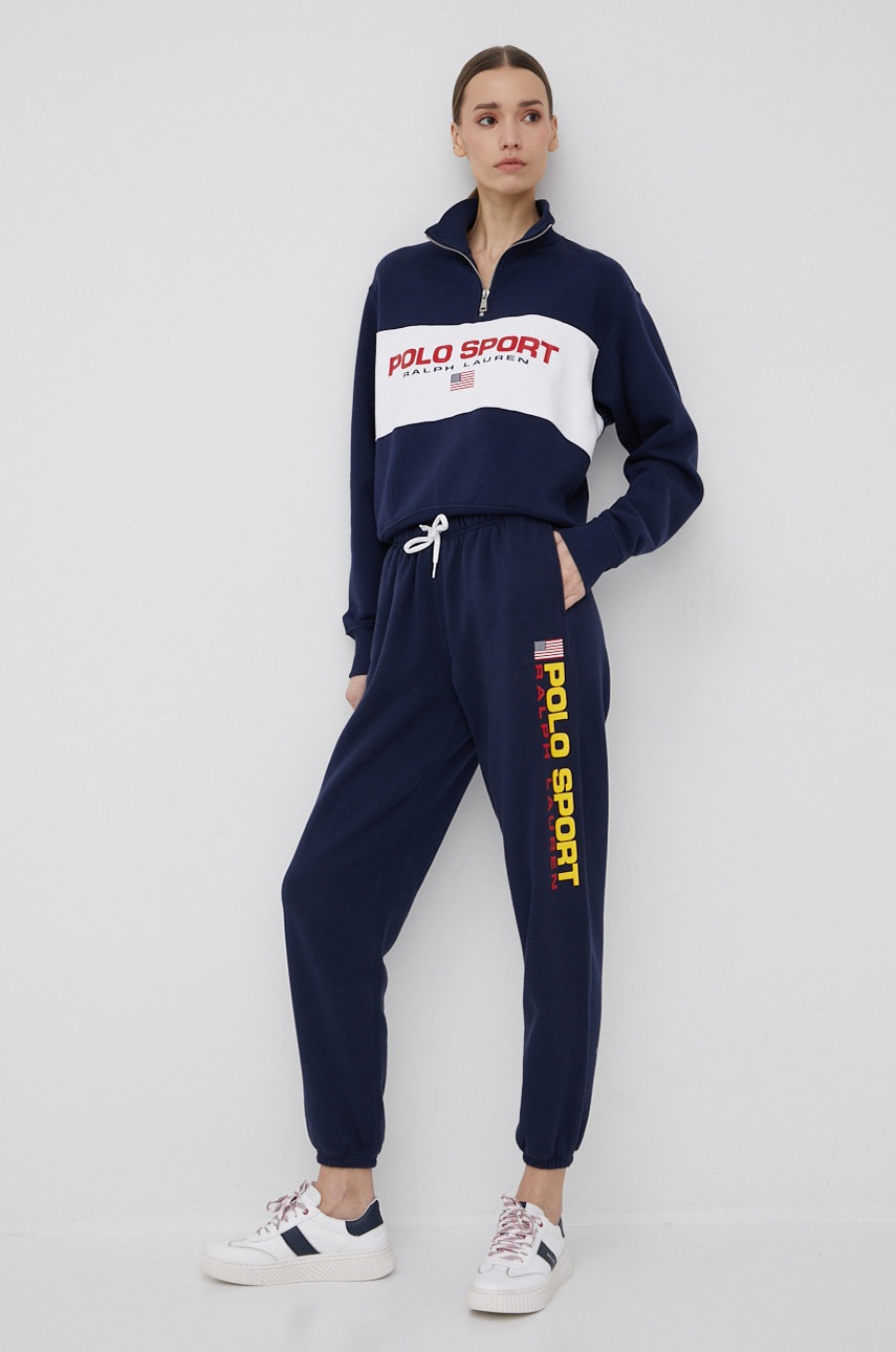 

Брюки Polo Ralph Lauren женские цвет синий с принтом