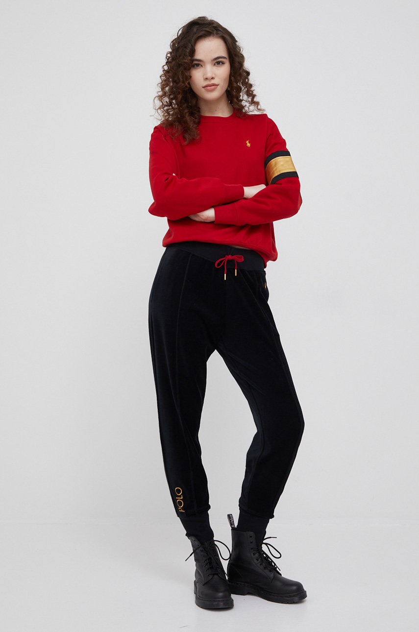 

Брюки Polo Ralph Lauren женские цвет чёрный однотонные