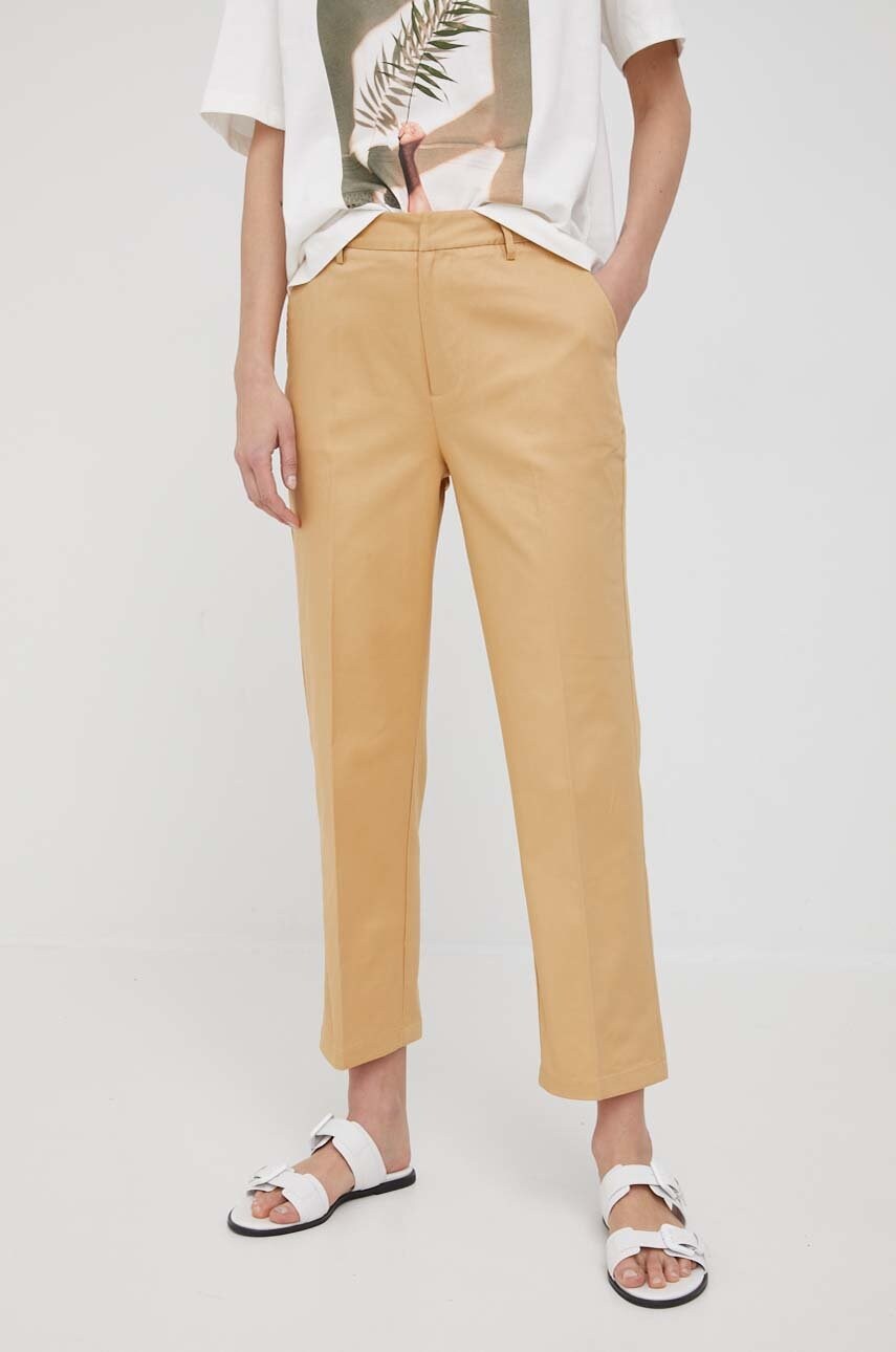 

Штани Scotch & Soda жіночі колір бежевий фасон chinos висока посадка