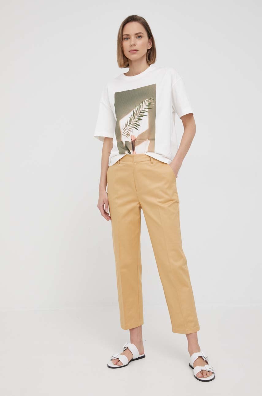 

Брюки Scotch & Soda женские цвет бежевый chinos высокая посадка