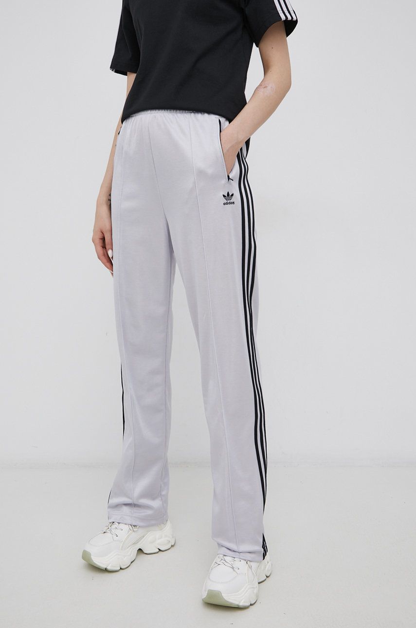 adidas Originals pantaloni HF7529 femei, culoarea argintiu, neted Adidas