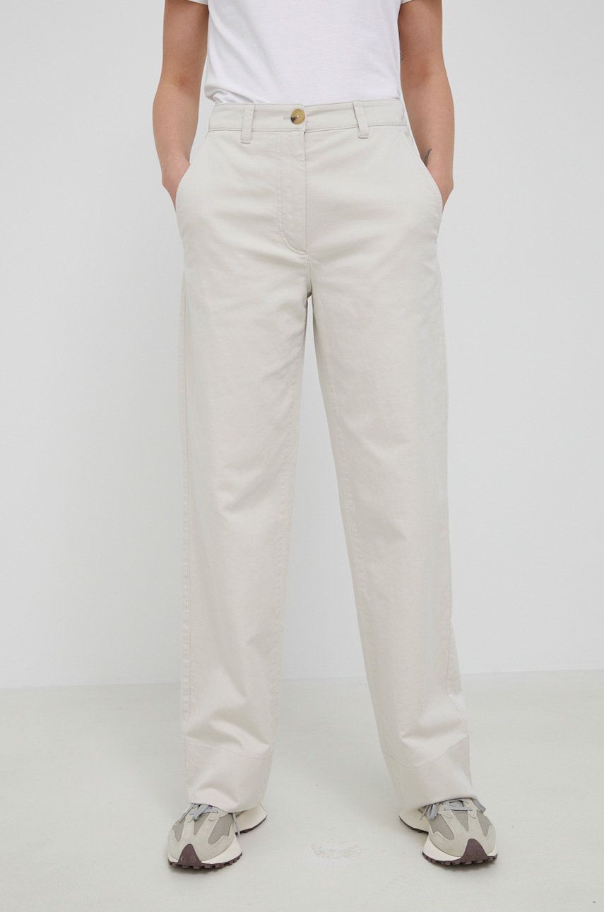 Marc O’Polo pantaloni femei, culoarea bej, drept, high waist answear.ro imagine noua