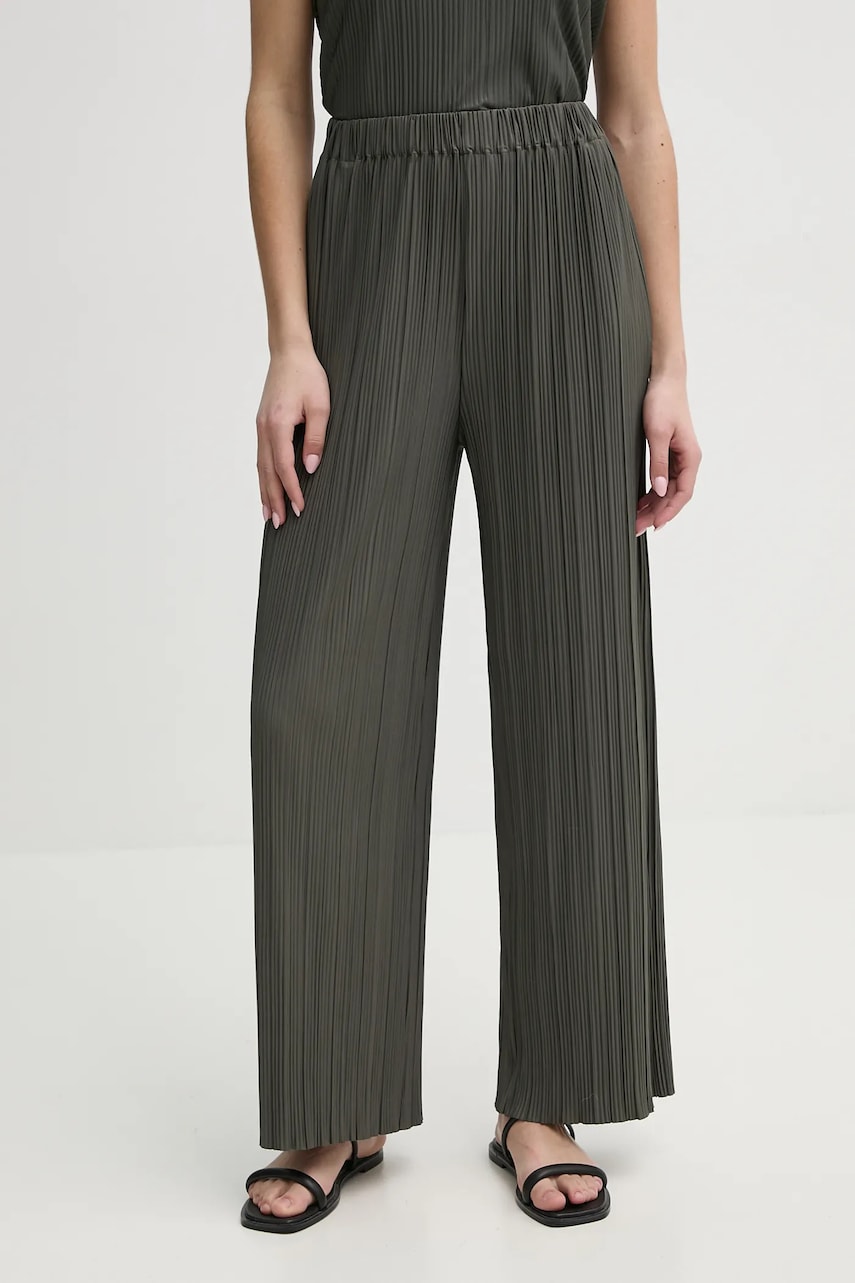 Samsoe Samsoe pantaloni femei, culoarea verde, lat, high waist Samsoe Samsoe pantaloni femei, culoarea verde, lat, high waist