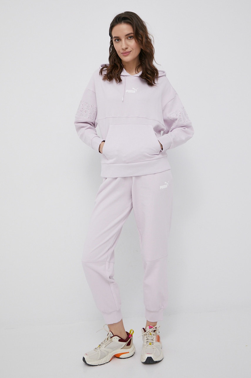 

Хлопковые брюки Puma 848830 женские цвет фиолетовый с принтом