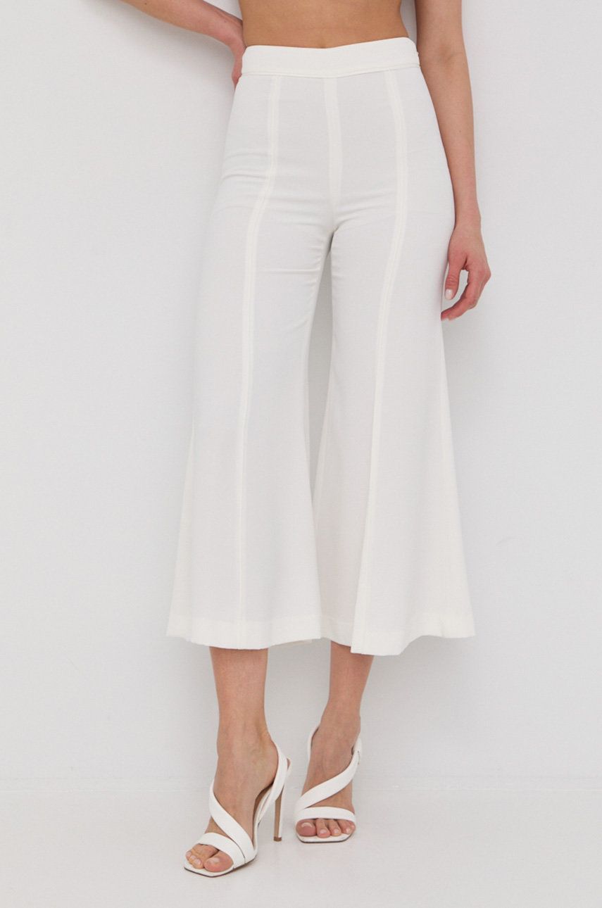 Twinset spodnie damskie kolor biały dzwony high waist