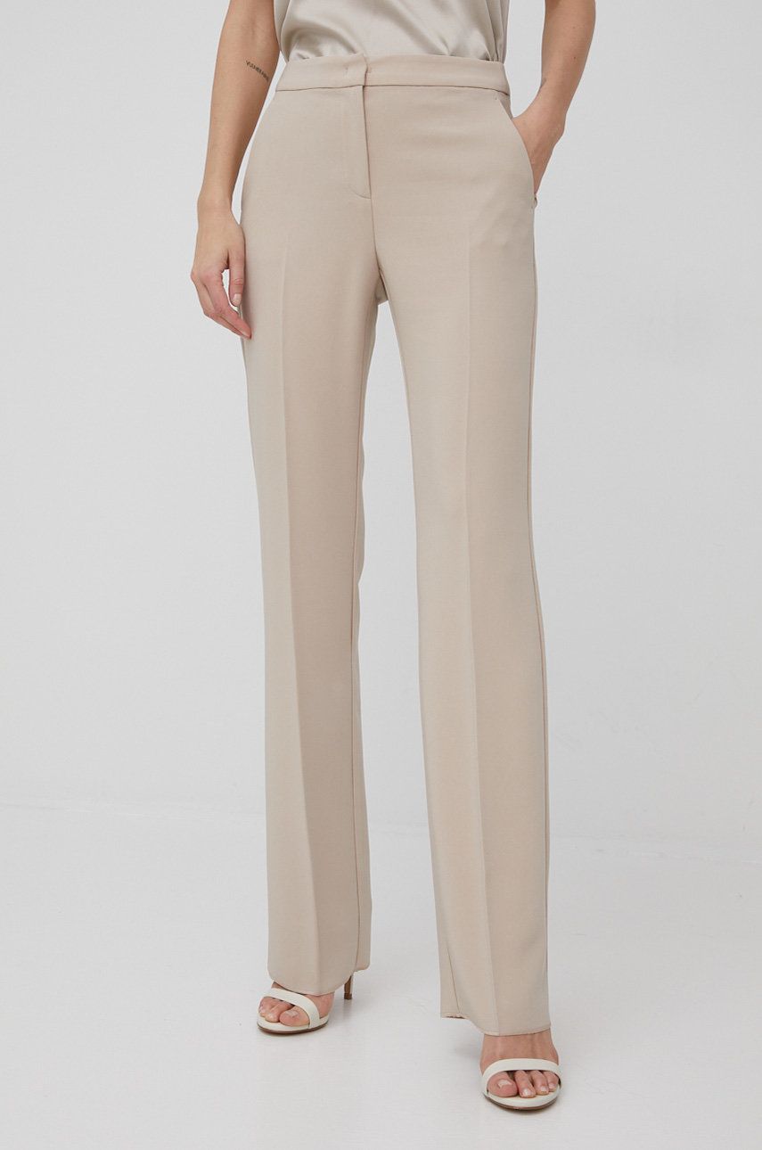 Pennyblack pantaloni femei, culoarea bej, drept, medium waist answear.ro