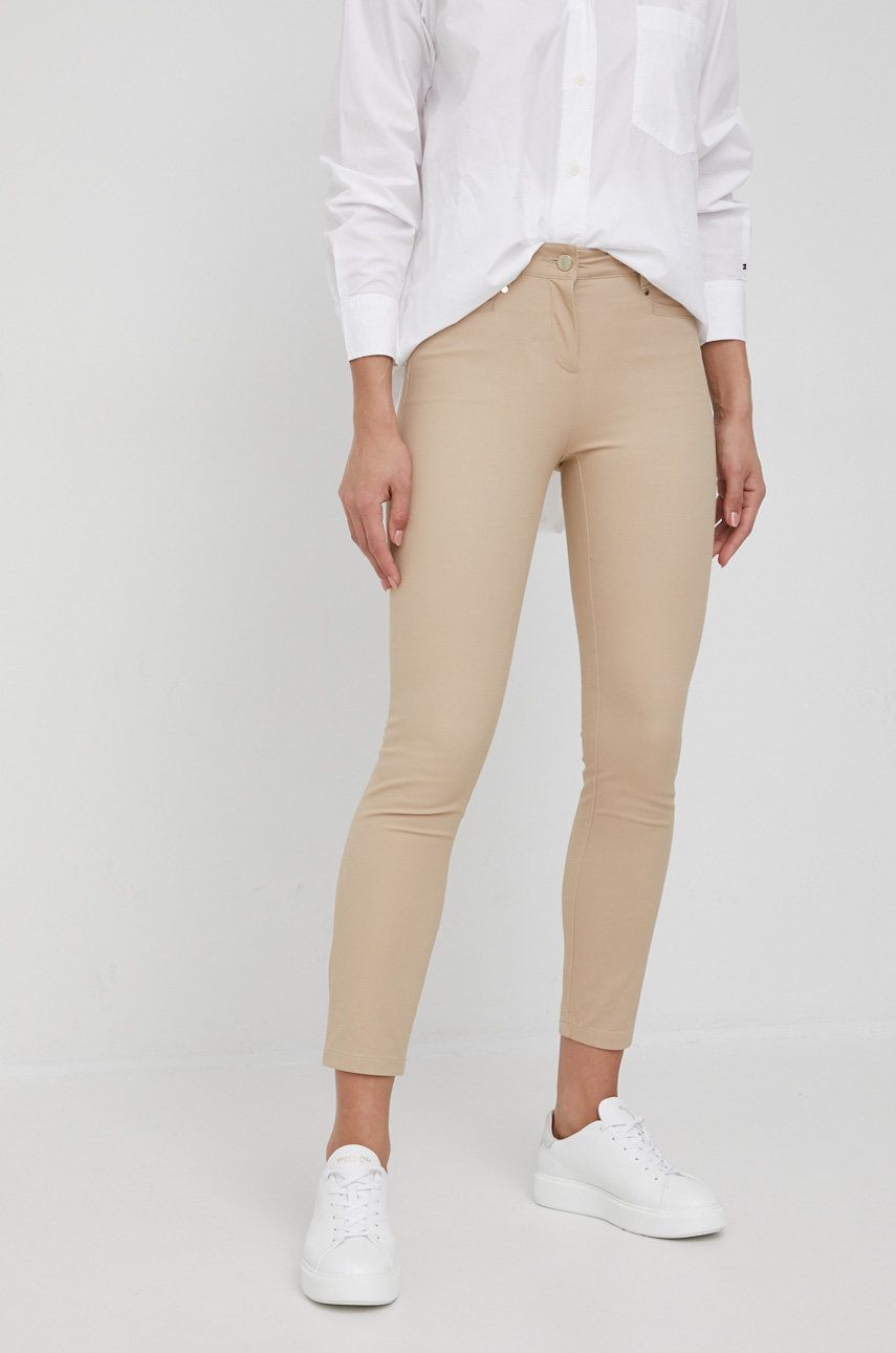 Pennyblack spodnie damskie kolor beżowy dopasowane medium waist
